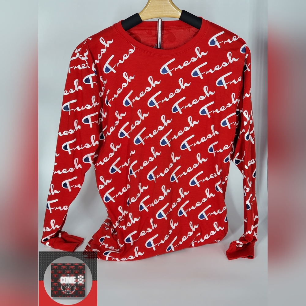 Rare LAUNDER Long Sleeve "Fresh" All Over Print Shirt